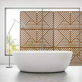 76 in. Hx48 in. W Line Hollow Shape Metal Freestanding Decorative Privacy Screen in Brown, Outdoor and Indoor
