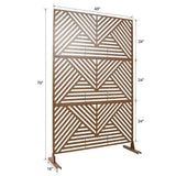 76 in. Hx48 in. W Line Hollow Shape Metal Freestanding Decorative Privacy Screen in Brown, Outdoor and Indoor