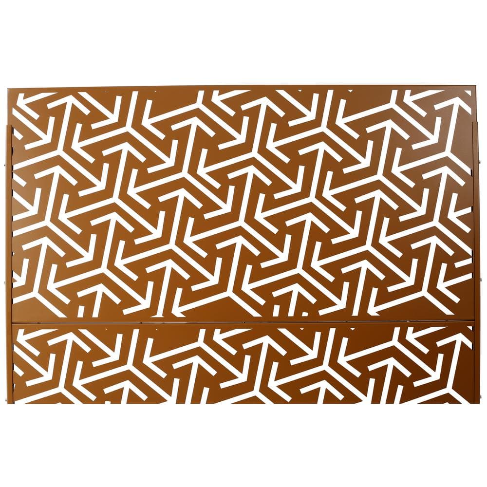 76 in. H x 48 in. W Metal Freestanding Brown Decorative Privacy Screen with Arrow Hollow Shape for Outdoor and Indoor