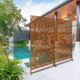 76 in. H x 48 in. W Metal Freestanding Brown Decorative Privacy Screen with Arrow Hollow Shape for Outdoor and Indoor