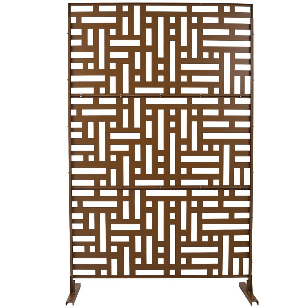 6.3 ft. H x 4 ft. W Brown Outdoor Privacy Screen Metal Decorative Screen Panel Freestanding Garden Fence Panels
