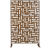 6.3 ft. H x 4 ft. W Brown Outdoor Privacy Screen Metal Decorative Screen Panel Freestanding Garden Fence Panels