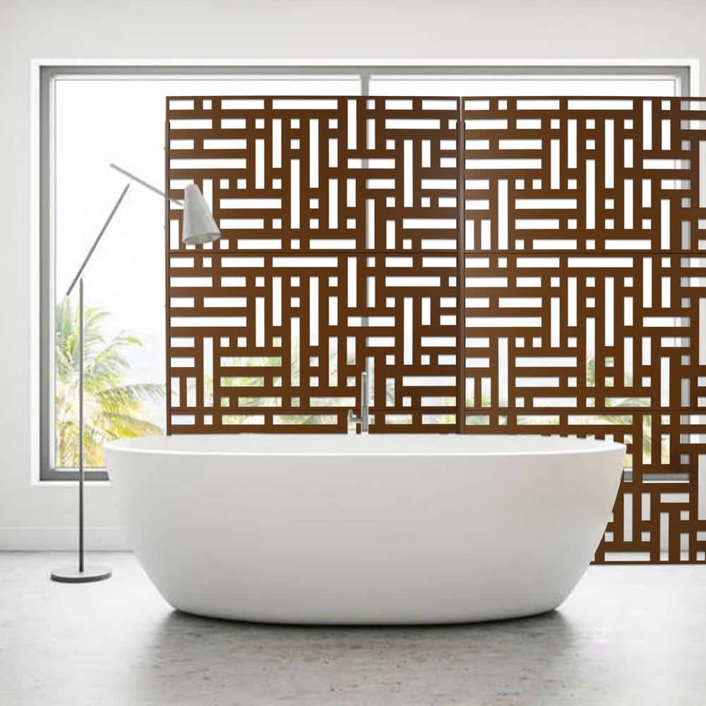 6.3 ft. H x 4 ft. W Brown Outdoor Privacy Screen Metal Decorative Screen Panel Freestanding Garden Fence Panels