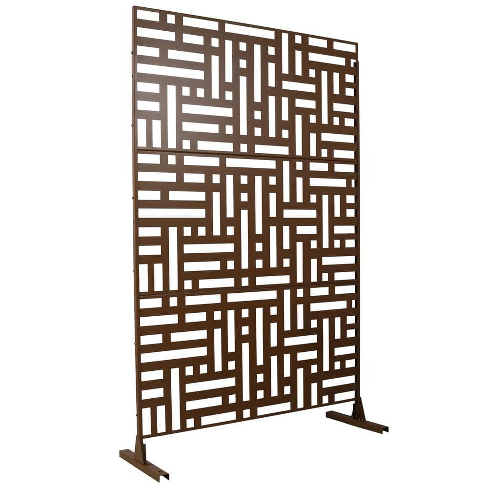 6.3 ft. H x 4 ft. W Brown Outdoor Privacy Screen Metal Decorative Screen Panel Freestanding Garden Fence Panels