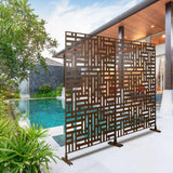 6.3 ft. H x 4 ft. W Brown Outdoor Privacy Screen Metal Decorative Screen Panel Freestanding Garden Fence Panels