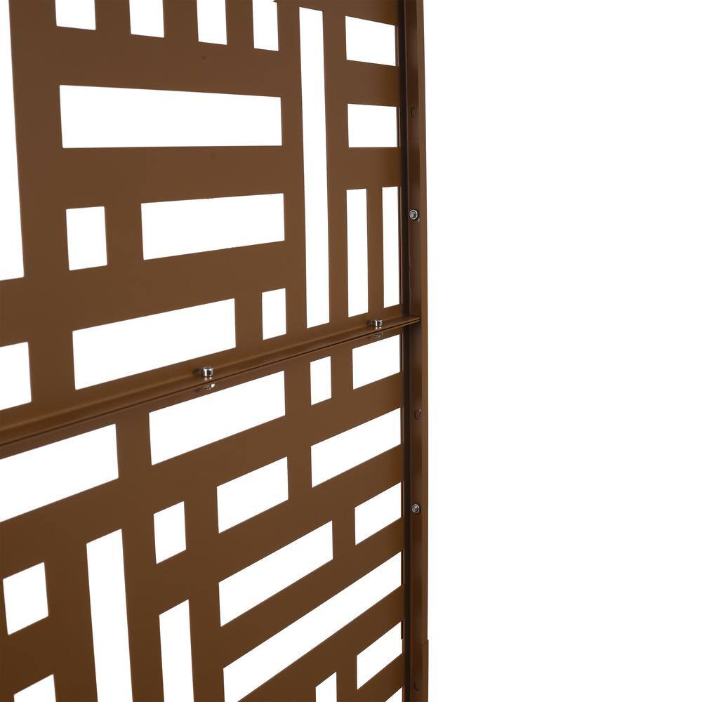 6.3 ft. H x 4 ft. W Brown Outdoor Privacy Screen Metal Decorative Screen Panel Freestanding Garden Fence Panels