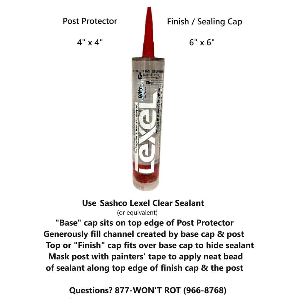Post Protector 6 in. x 6 in. PVC Finish and Sealing Cap