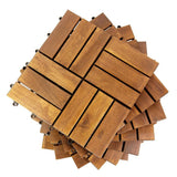 Pro Space 12 in. x 12 in. Acacia Wood Interlocking Flooring Deck Tile Checker Pattern Brown 12 Slats (10-Pack)
