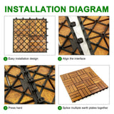 Pro Space 12 in. x 12 in. Acacia Wood Interlocking Flooring Deck Tile Checker Pattern Brown 12 Slats (10-Pack)