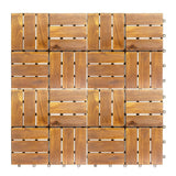 Pro Space 12 in. x 12 in. Acacia Wood Interlocking Flooring Deck Tile Checker Pattern Brown 12 Slats (10-Pack)