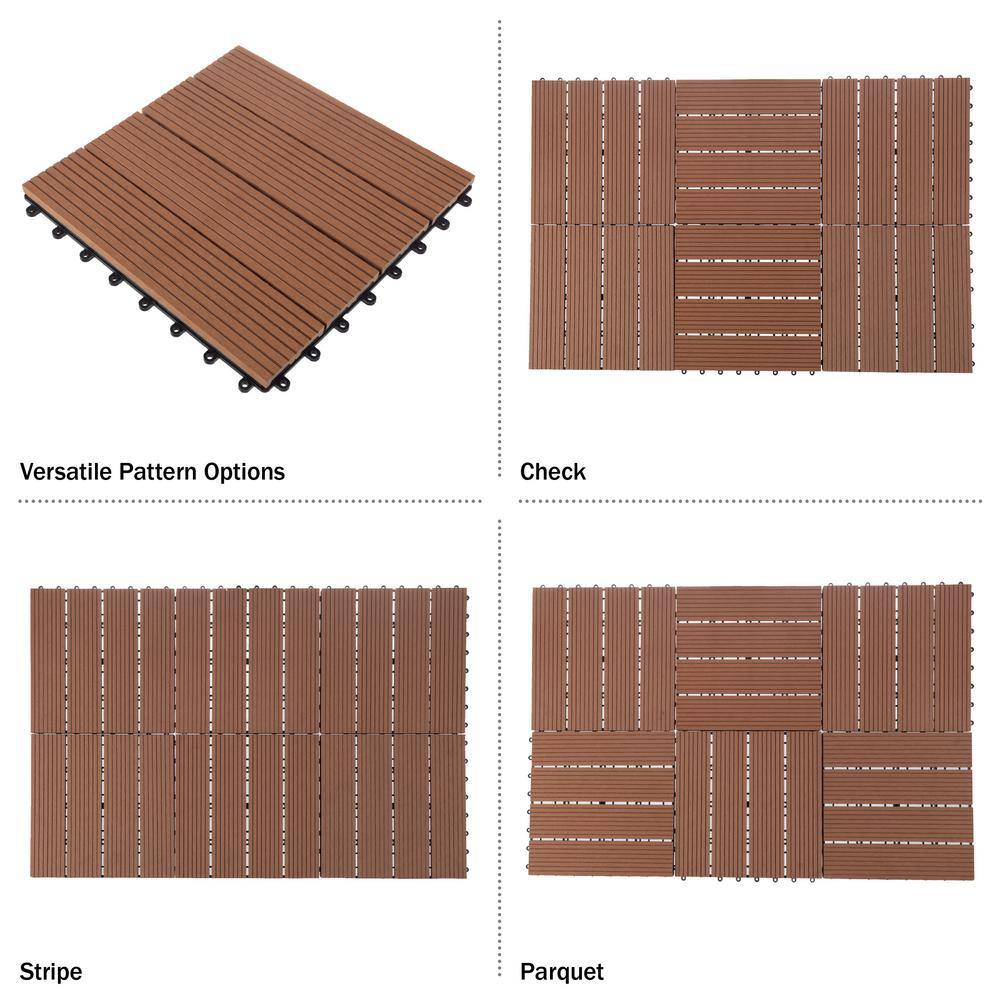 Pure Garden 0.97 ft. x 0.97 ft. Slate Composite Deck Tile in Brown (30-Per Pack)