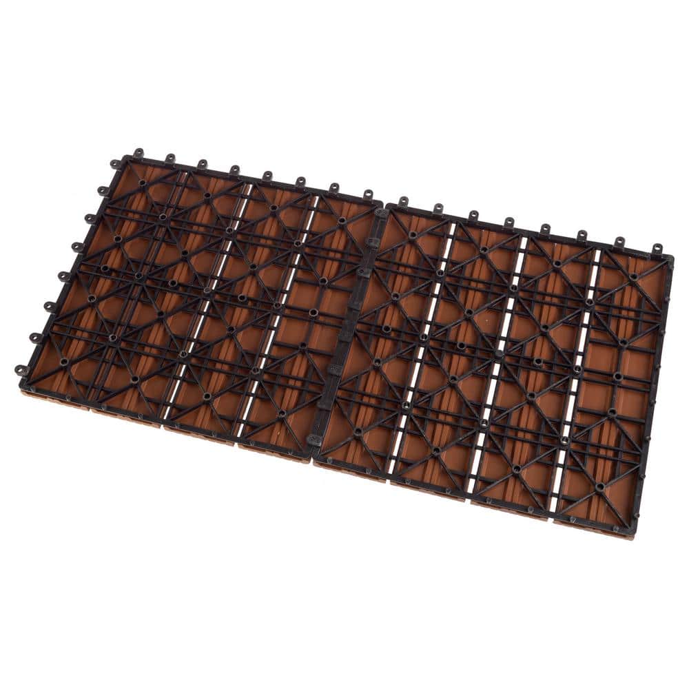 Pure Garden 0.97 ft. x 0.97 ft. Slate Composite Deck Tile in Brown (30-Per Pack)
