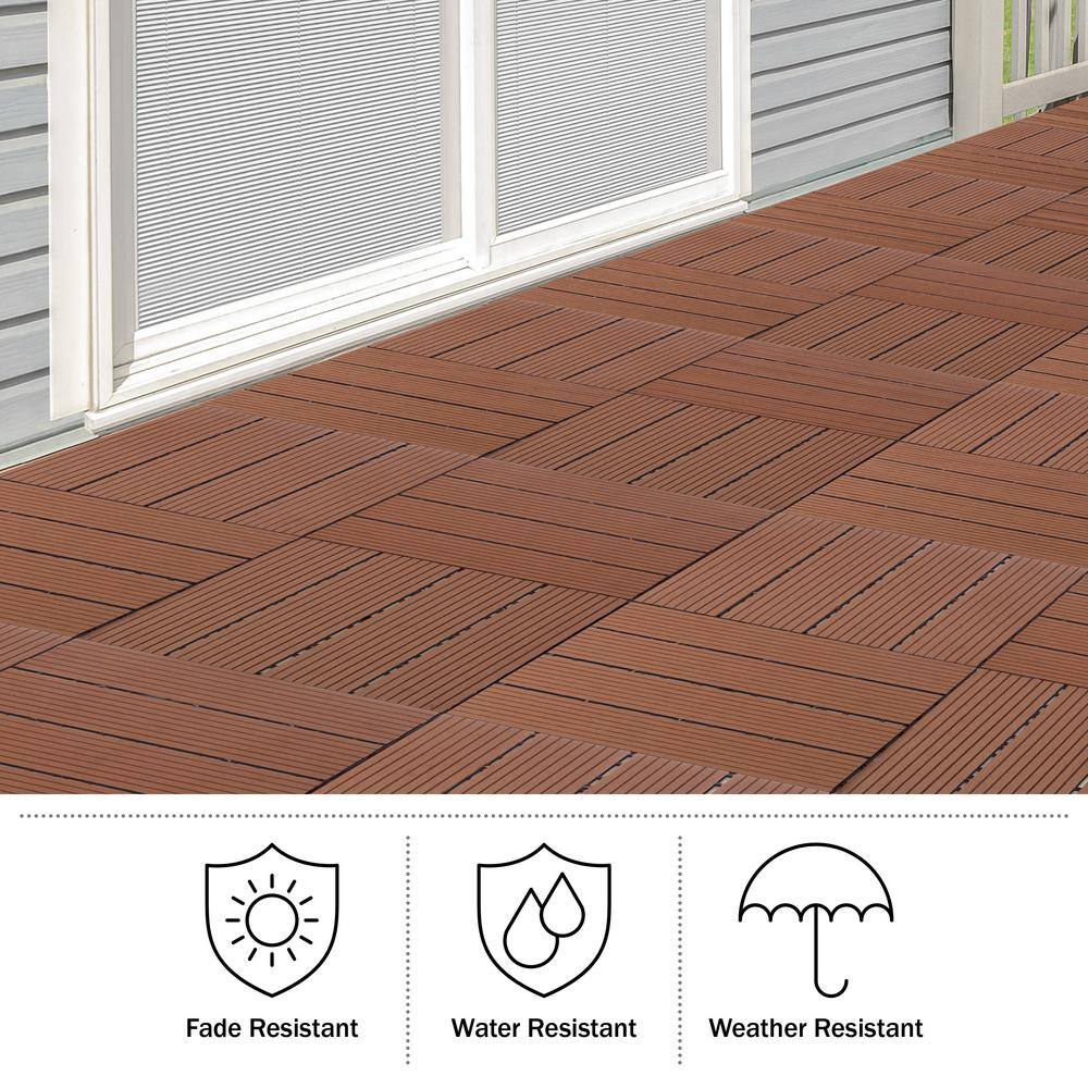 Pure Garden 0.97 ft. x 0.97 ft. Slate Composite Deck Tile in Brown (30-Per Pack)