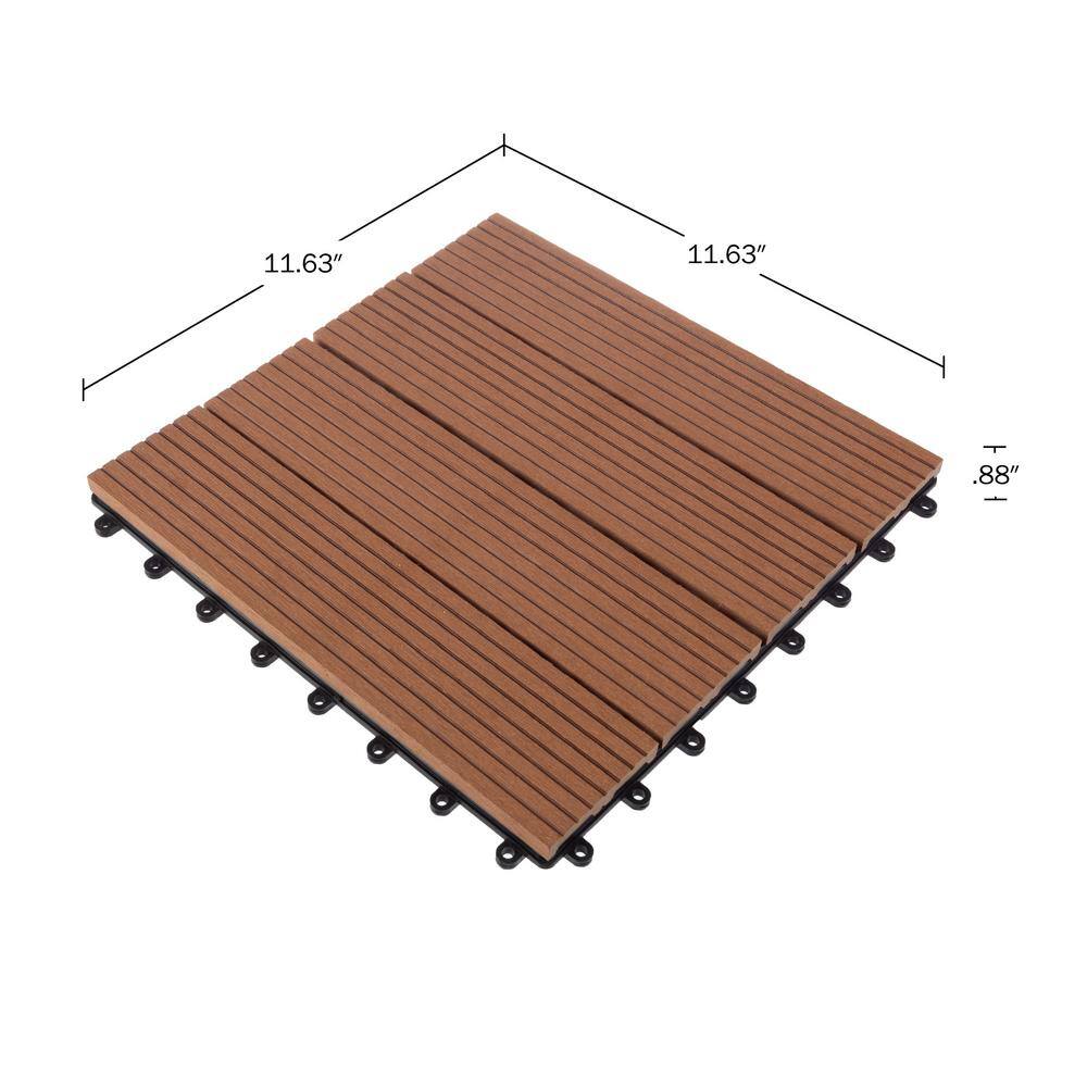 Pure Garden 0.97 ft. x 0.97 ft. Slate Composite Deck Tile in Brown (30-Per Pack)
