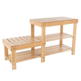 18.25 H 5-Pair 3-Tier Brown Bamboo Shoe Rack