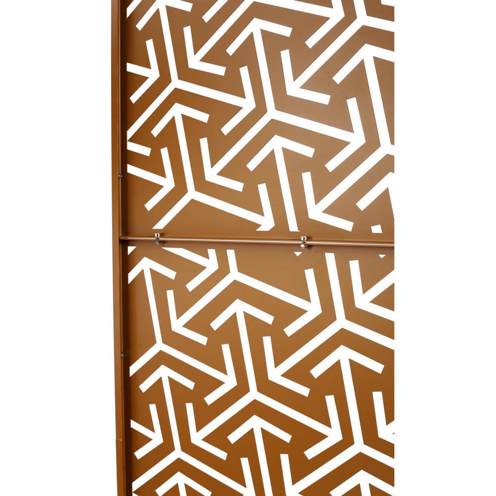 Sudzendf Outdoor and Indoor Freestanding Decorative Privacy Screen Metal Privacy Screen, Fence Panels in Brown