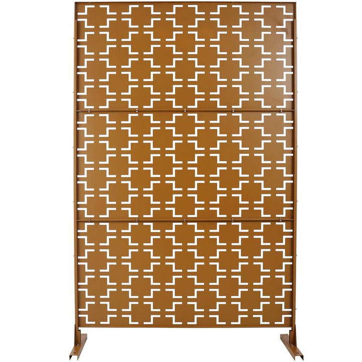 Sudzendf Outdoor and Indoor Freestanding Decorative Privacy Screen Metal Privacy Screen, Fence Panels in Brown