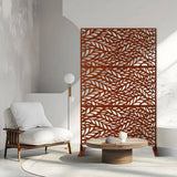 Sudzendf Outdoor and Indoor Freestanding Decorative Privacy Screen Metal Privacy Screen, Fence Panels in Brown