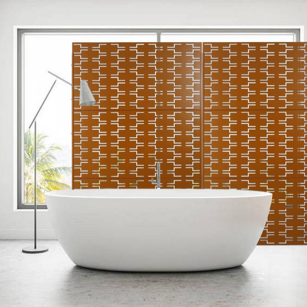 Sudzendf Outdoor and Indoor Freestanding Decorative Privacy Screen Metal Privacy Screen, Fence Panels in Brown