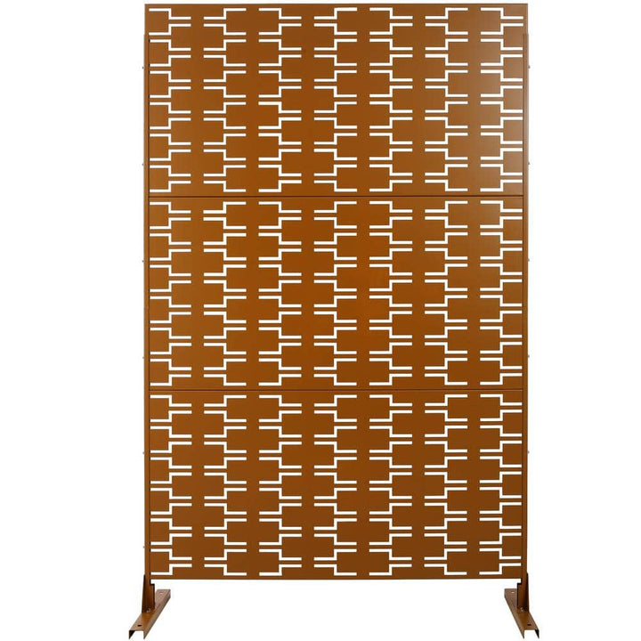 Sudzendf Outdoor and Indoor Freestanding Decorative Privacy Screen Metal Privacy Screen, Fence Panels in Brown