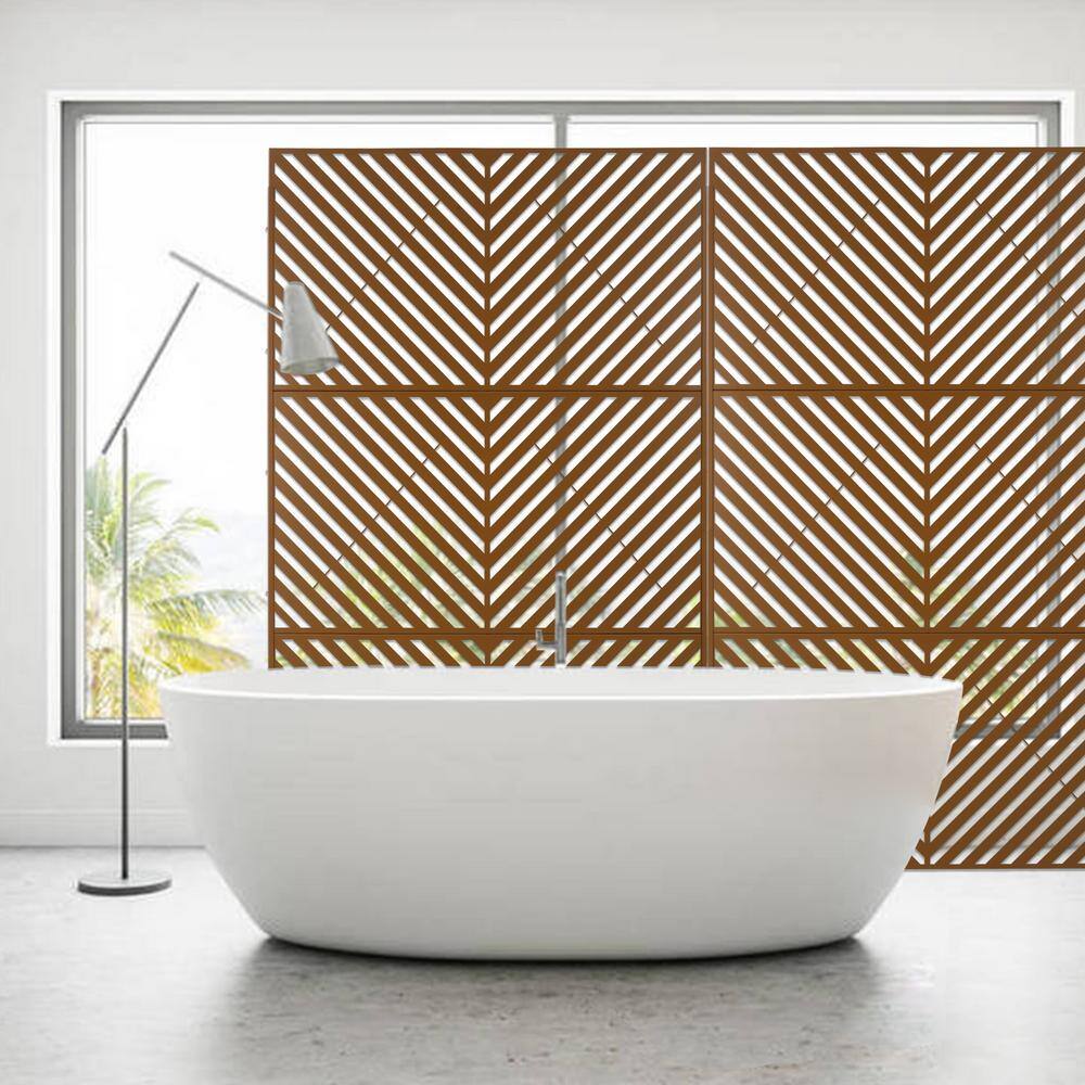Sudzendf Outdoor and Indoor Freestanding Decorative Privacy Screen Metal Privacy Screen, Fence Panels in Brown