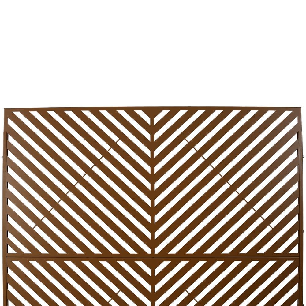 Sudzendf Outdoor and Indoor Freestanding Decorative Privacy Screen Metal Privacy Screen, Fence Panels in Brown