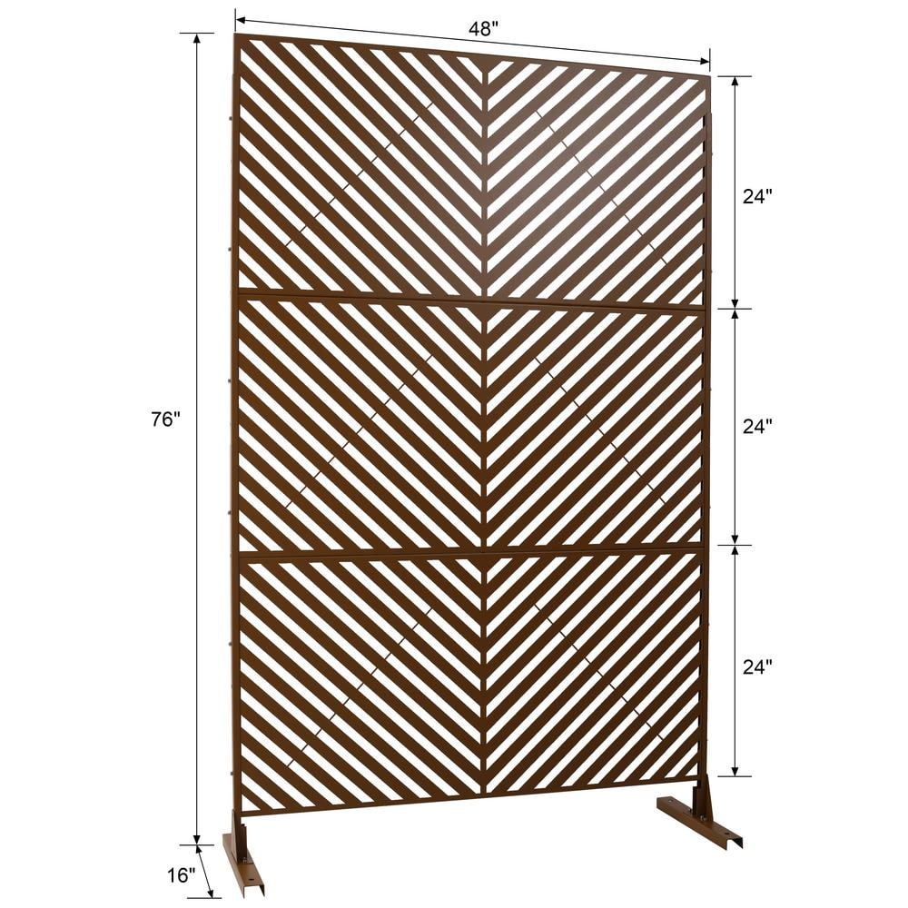Sudzendf Outdoor and Indoor Freestanding Decorative Privacy Screen Metal Privacy Screen, Fence Panels in Brown