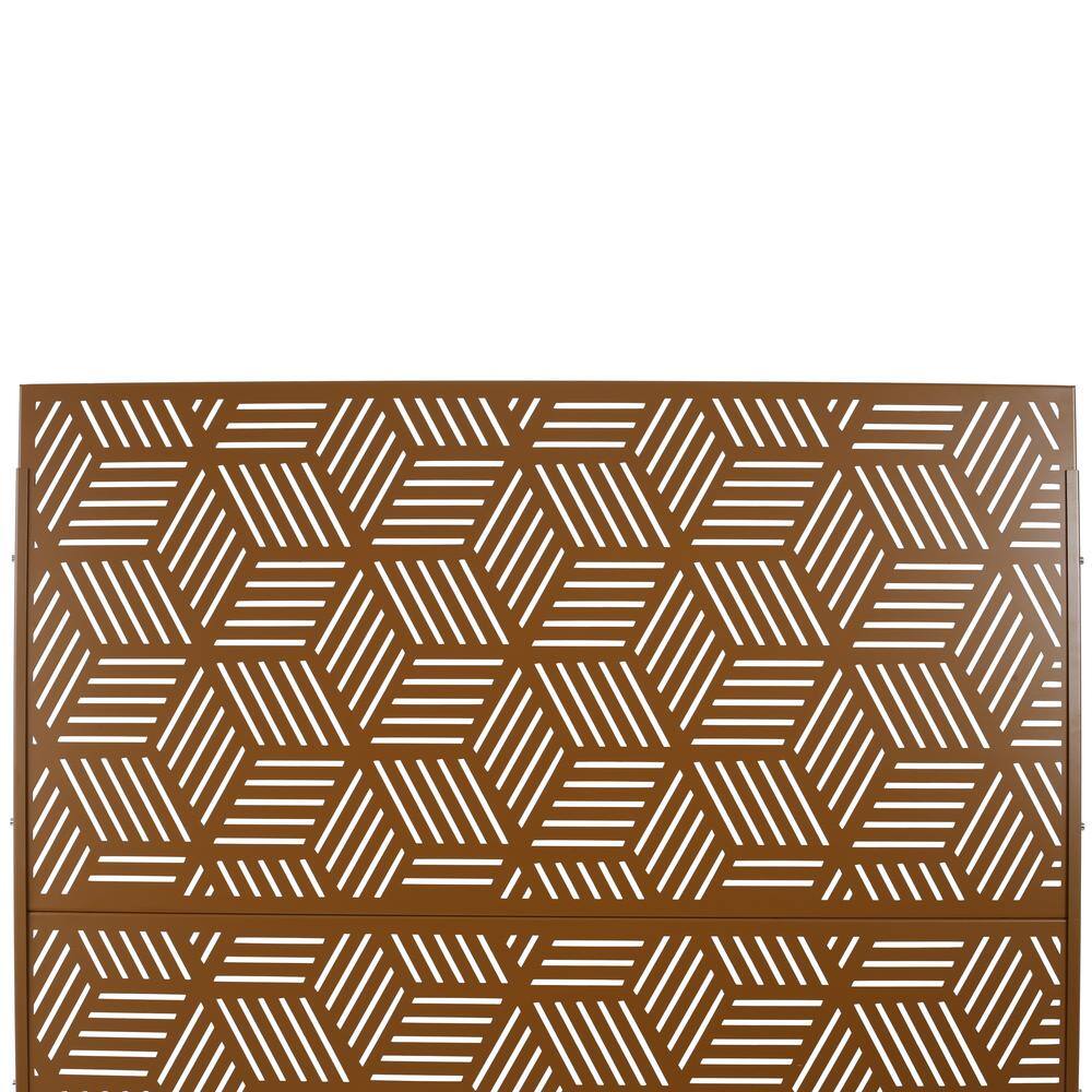 Sudzendf Outdoor and Indoor Freestanding Decorative Privacy Screen Metal Privacy Screen, Fence Panels in Brown