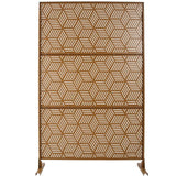 Sudzendf Outdoor and Indoor Freestanding Decorative Privacy Screen Metal Privacy Screen, Fence Panels in Brown