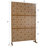 Sudzendf Outdoor and Indoor Freestanding Decorative Privacy Screen Metal Privacy Screen, Fence Panels in Brown