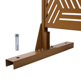 Sudzendf Outdoor and Indoor Freestanding Decorative Privacy Screen Metal Privacy Screen, Fence Panels in Brown