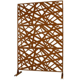 Sudzendf Outdoor and Indoor Freestanding Decorative Privacy Screen Metal Privacy Screen, Fence Panels in Brown