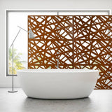 Sudzendf Outdoor and Indoor Freestanding Decorative Privacy Screen Metal Privacy Screen, Fence Panels in Brown