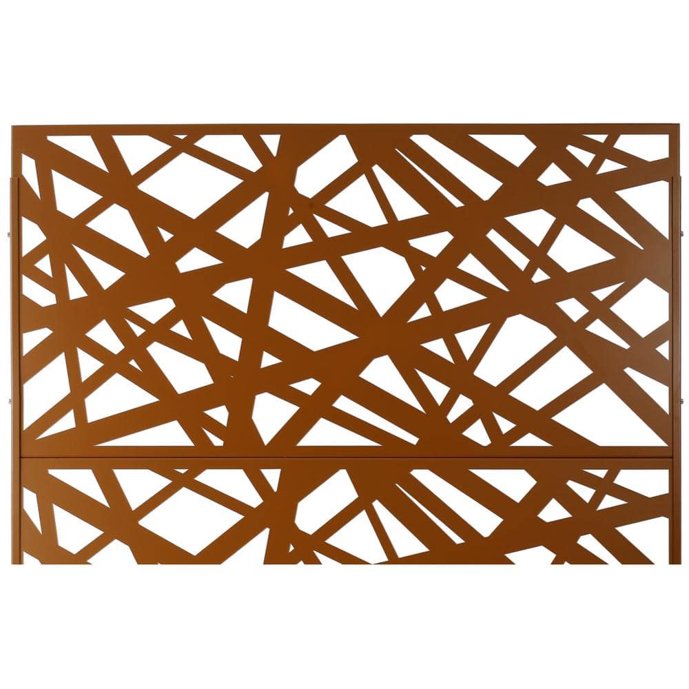 Sudzendf Outdoor and Indoor Freestanding Decorative Privacy Screen Metal Privacy Screen, Fence Panels in Brown