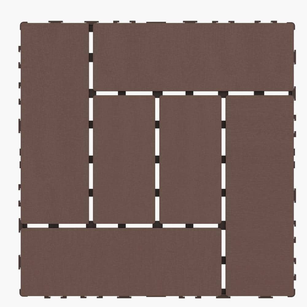 Tidoin Outdoor 1 ft. x 1 ft. Composite Deck Tile in Brown(44 Per Box)