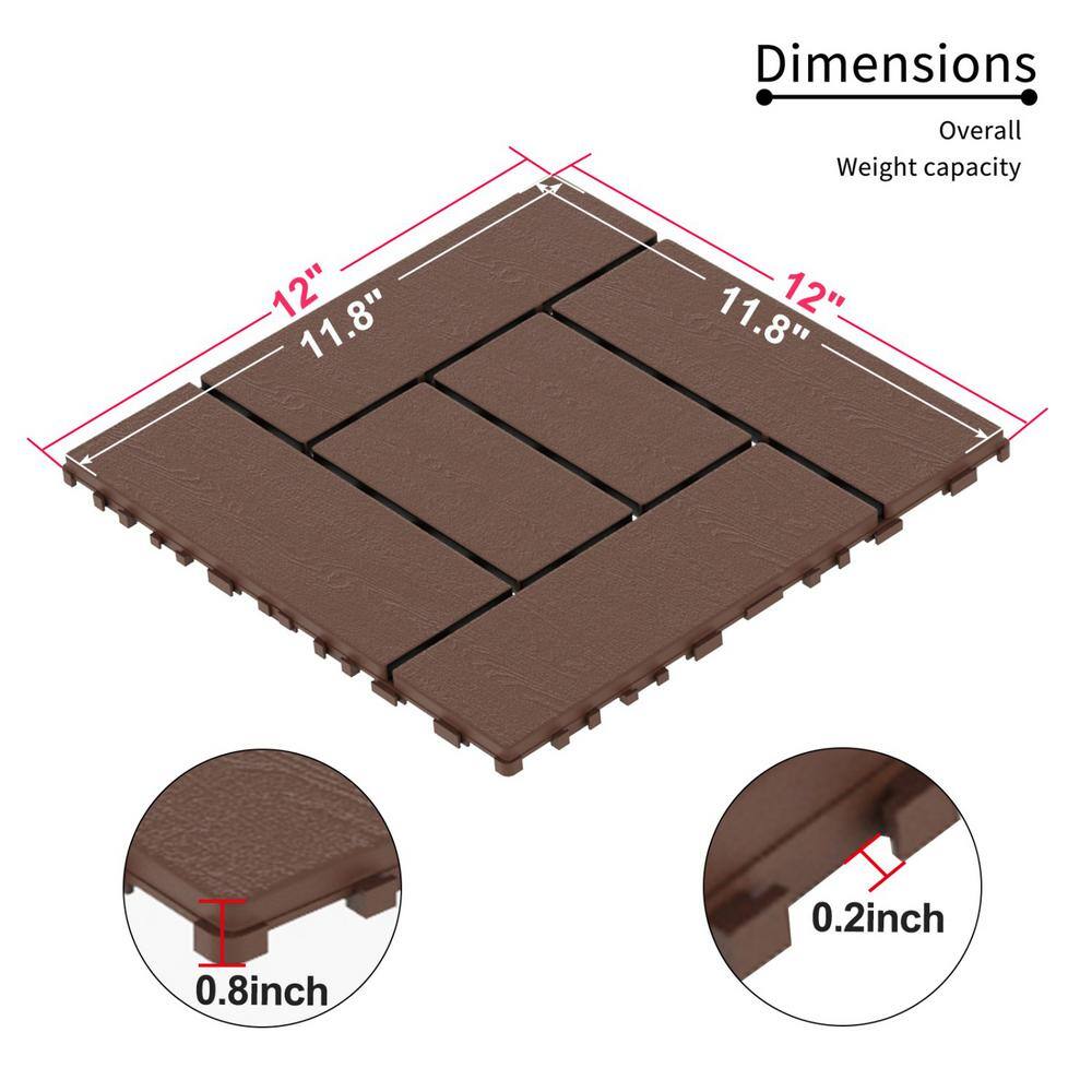 Tidoin Outdoor 1 ft. x 1 ft. Composite Deck Tile in Brown(44 Per Box)