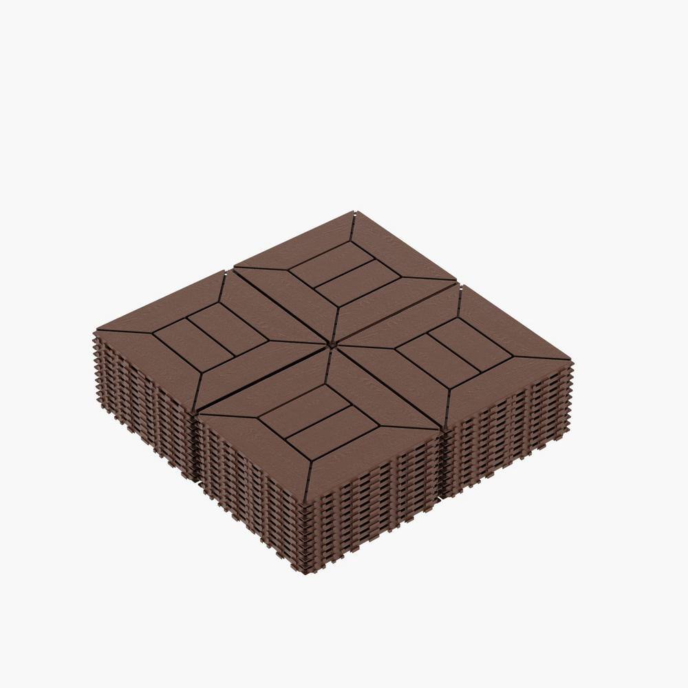 Tidoin Outdoor 1 ft. x 1 ft. Composite Deck Tile in Brown(44 Per Box)