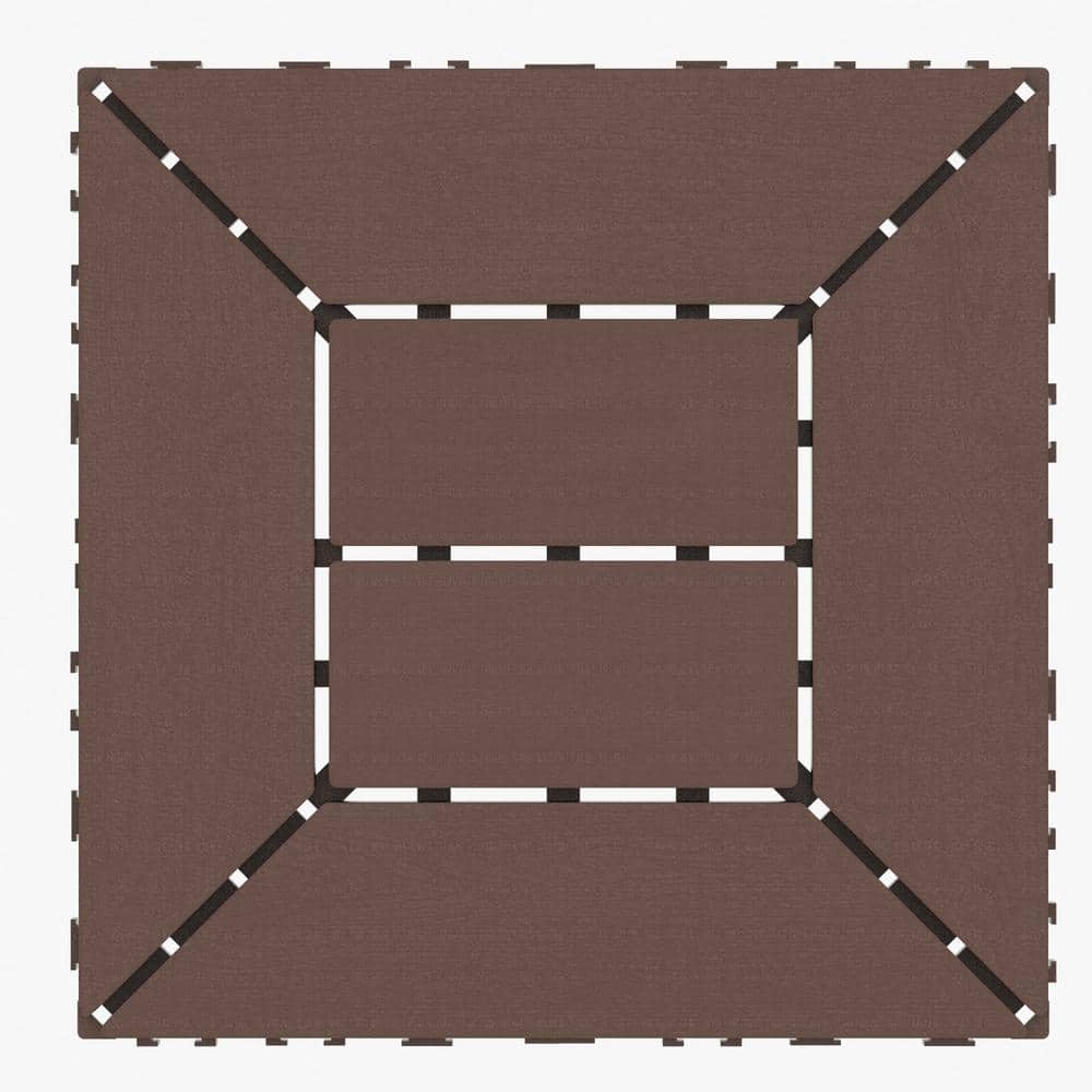 Tidoin Outdoor 1 ft. x 1 ft. Composite Deck Tile in Brown(44 Per Box)