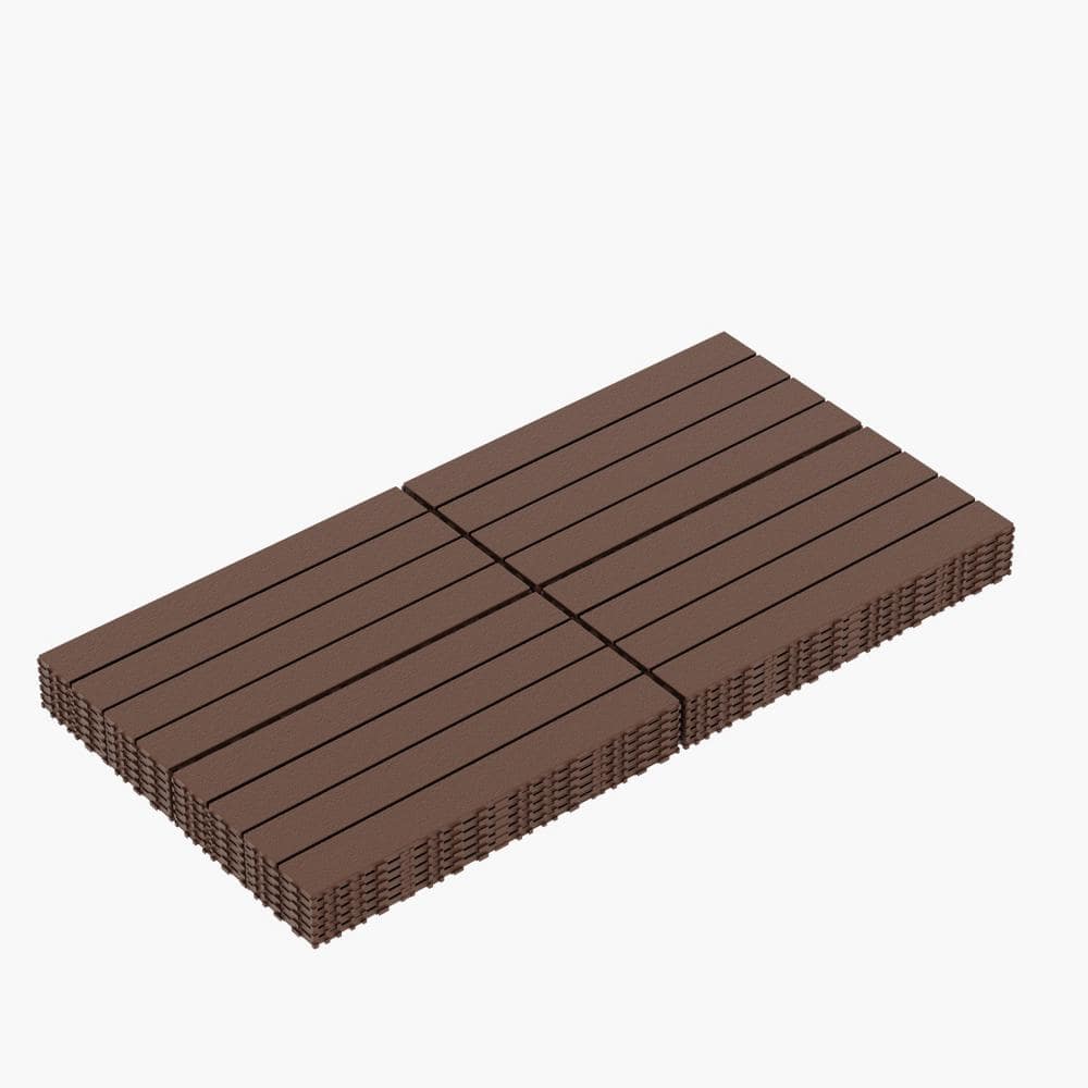 Tidoin Outdoor 2 ft. x 1 ft. Composite Deck Tile in Brown(24 Per Box)