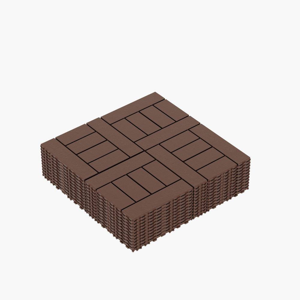 Tidoin Outdoor 1 ft. x 1 ft. Composite Deck Tile in Brown(44 Per Box)