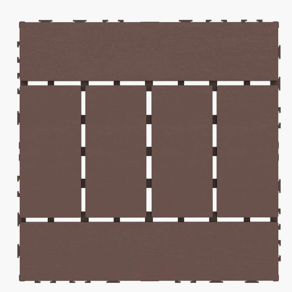 Tidoin Outdoor 1 ft. x 1 ft. Composite Deck Tile in Brown(44 Per Box)