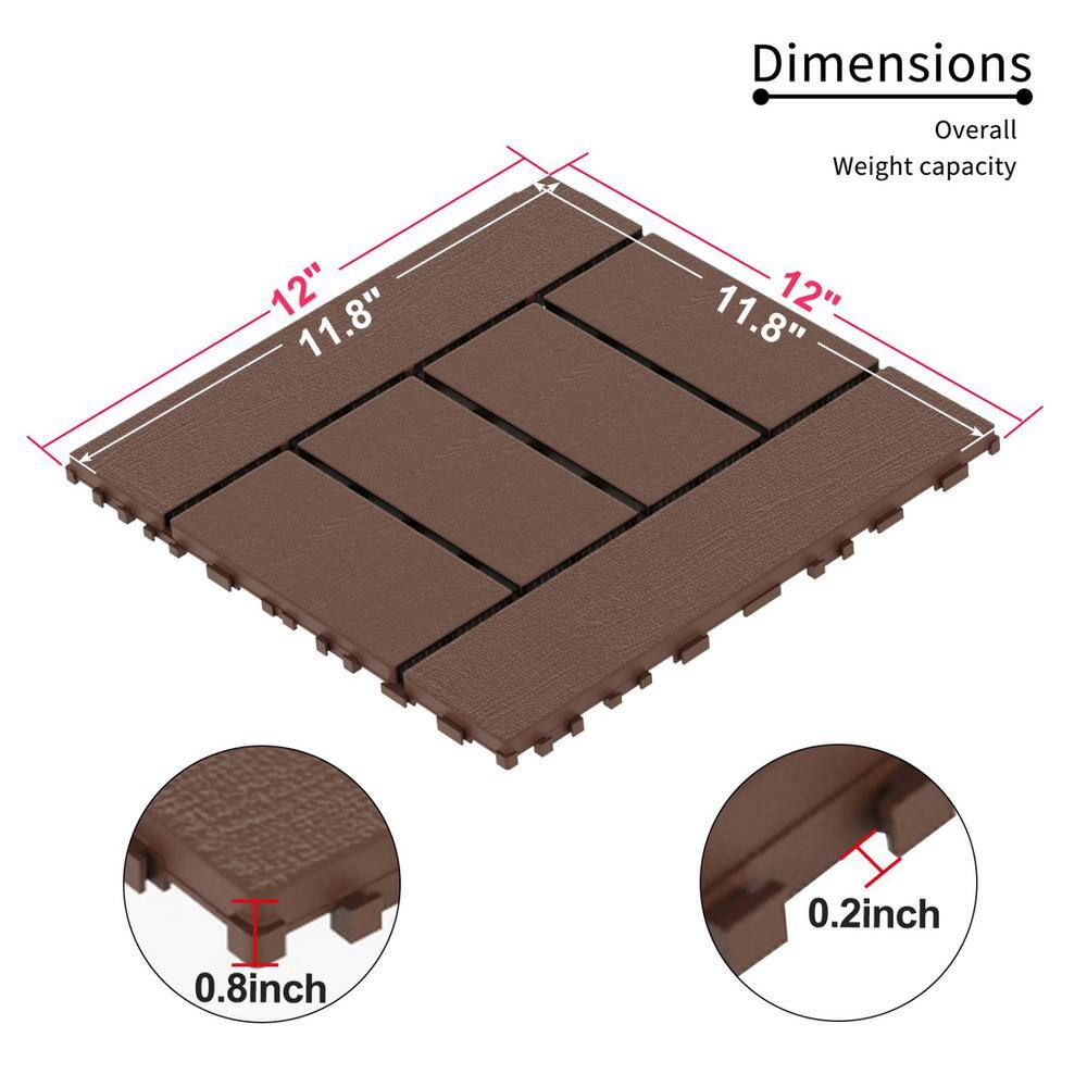 Tidoin Outdoor 1 ft. x 1 ft. Composite Deck Tile in Brown(44 Per Box)