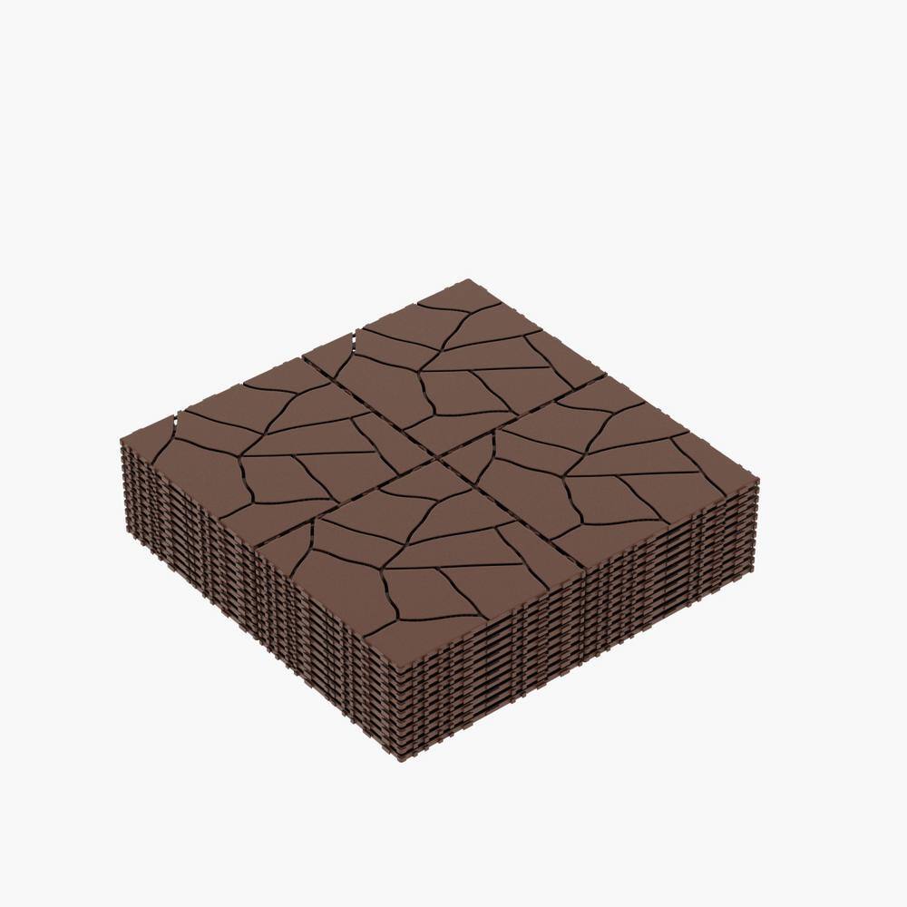 Tidoin Outdoor 1 ft. x 1 ft. Composite Deck Tile in Brown(44 Per Box)