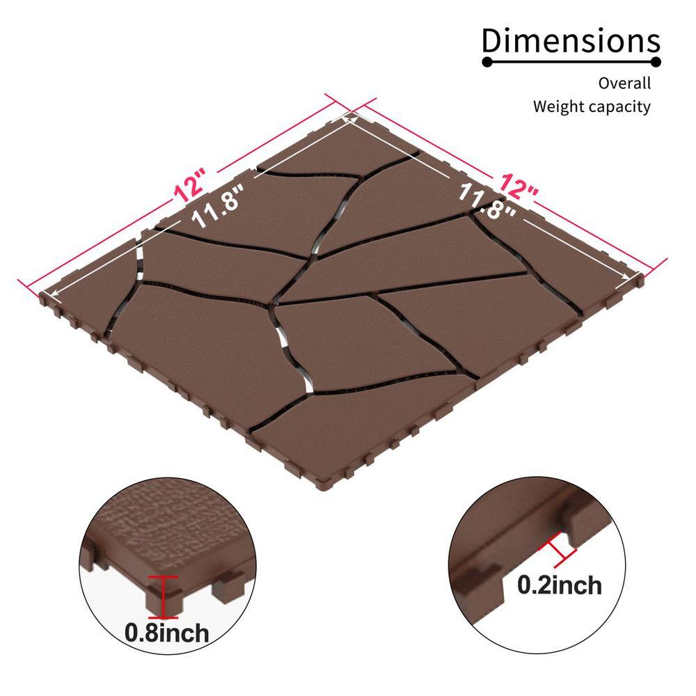 Tidoin Outdoor 1 ft. x 1 ft. Composite Deck Tile in Brown(44 Per Box)