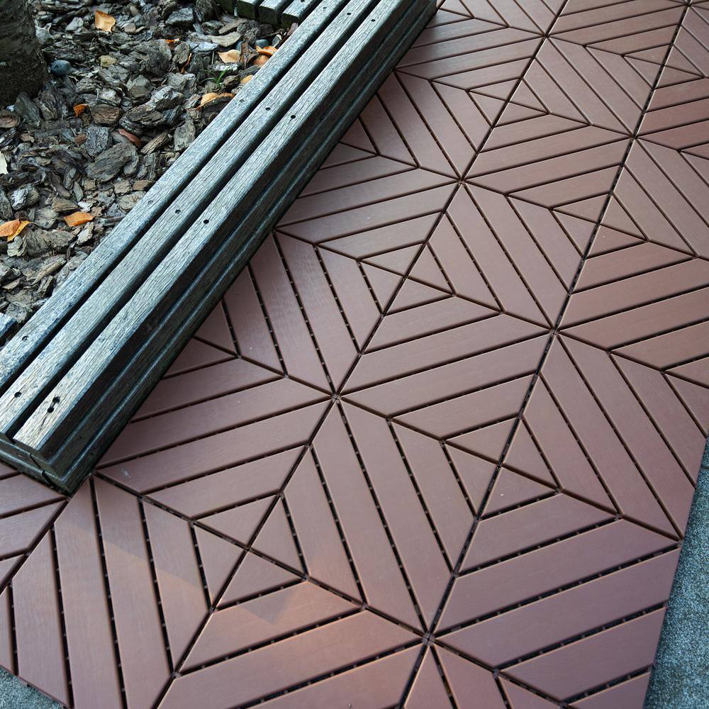 Tidoin Outdoor 1 ft. x 1 ft. Composite Deck Tile in Brown(44 Per Box)