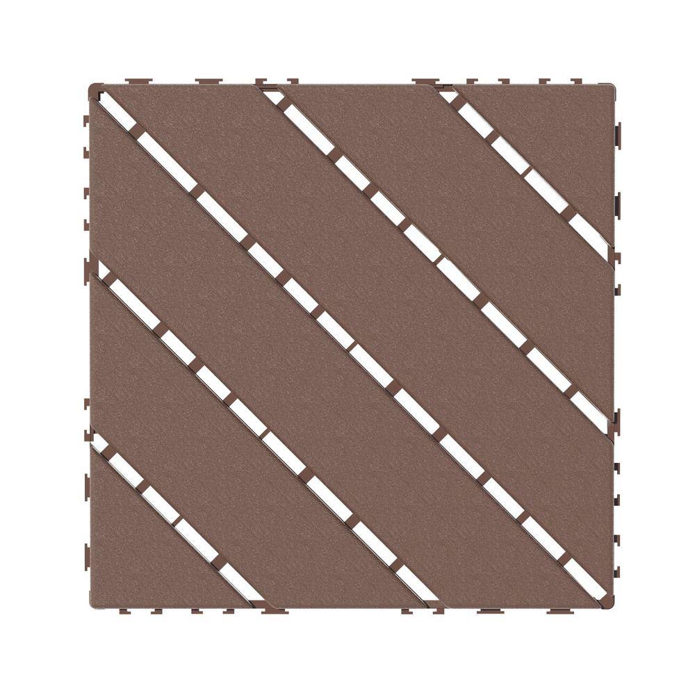 Tidoin Outdoor 1 ft. x 1 ft. Composite Deck Tile in Brown(44 Per Box)