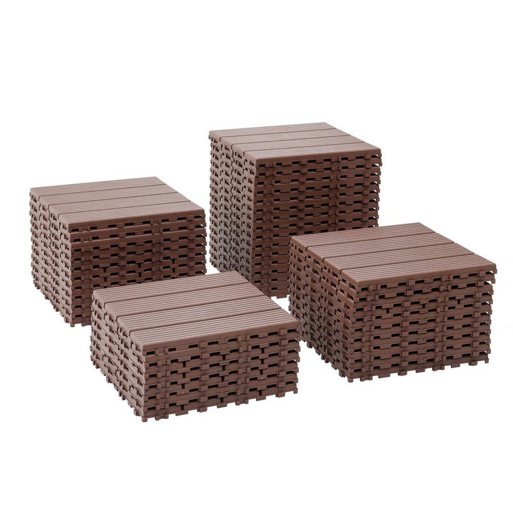 Tidoin Outdoor 1 ft. x 1 ft. Composite Deck Tile in Brown(44 Per Box)