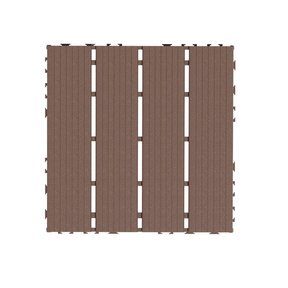 Tidoin Outdoor 1 ft. x 1 ft. Composite Deck Tile in Brown(44 Per Box)