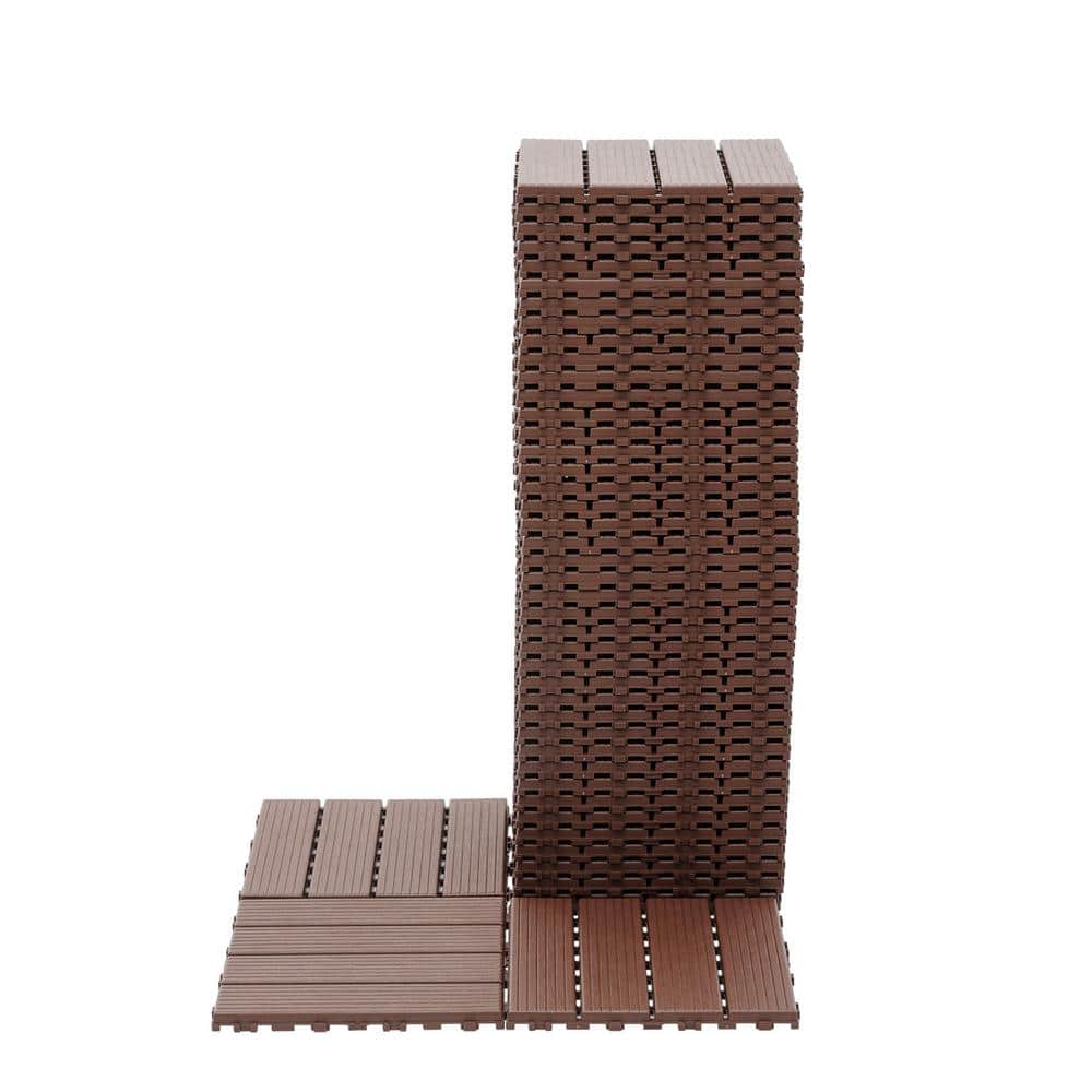 Tidoin Outdoor 1 ft. x 1 ft. Composite Deck Tile in Brown(44 Per Box)