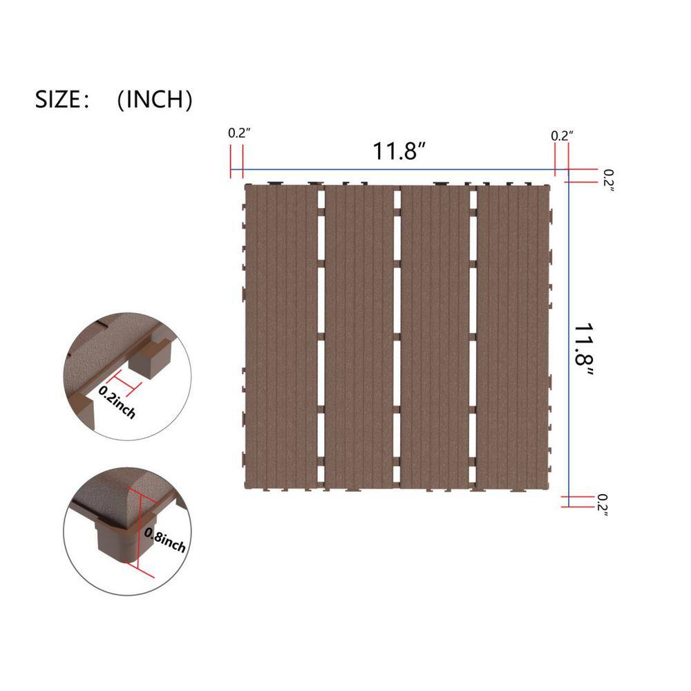 Tidoin Outdoor 1 ft. x 1 ft. Composite Deck Tile in Brown(44 Per Box)